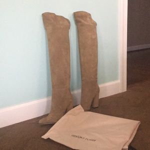 Sergio Rossi “Virginia” Khaki Suede OTK Boots